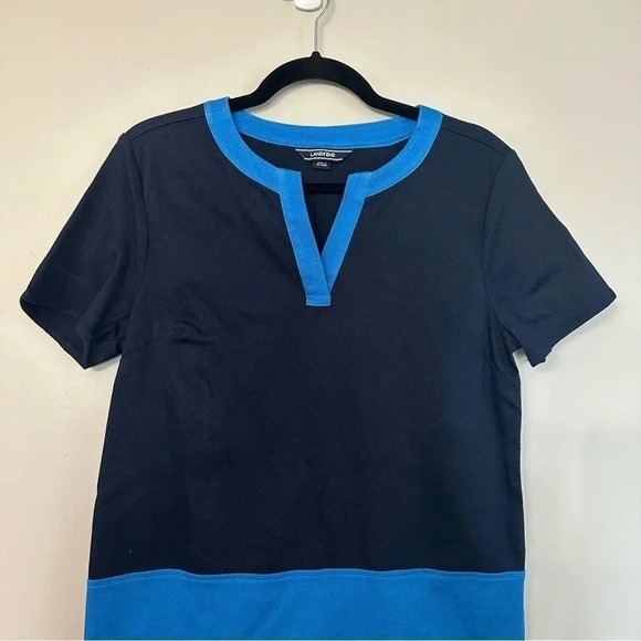 Land's End Women's Short Sleeve Color Block Blue V-Neck Dress Size S GUC - Picture 3 of 9